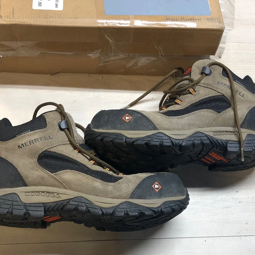 Merrell Tan and Black Hiking Boots with Orange Accents #1564